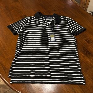 Black and White Striped Polo Shirt